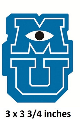 Monsters University MU Logo Wall Decal Movie Removable Sticker Art Disney Pixar Peel and Stick Home Room Decor 3 x 3.75 inches