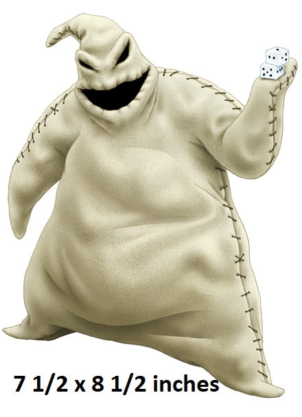 Beige creature figure with a black mouth and white hands holding dice, on a white background.