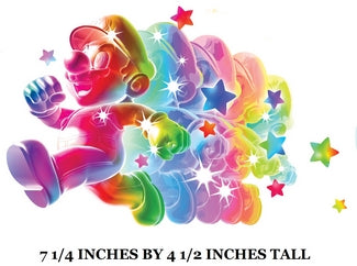 Colorful cartoon character with stars on a white background