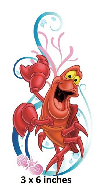 Sebastian Crab Wall Decal Ariel the Little Mermaid Removable Sticker Art Disney Princess Peel and Stick Home Room Decor 3 x 6 inches