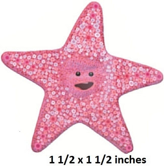 Pink star-shaped character with a face on a white background