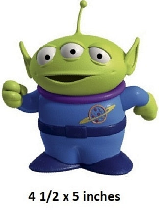 figure of an alien with a blue suit and purple belt, standing on a white background.