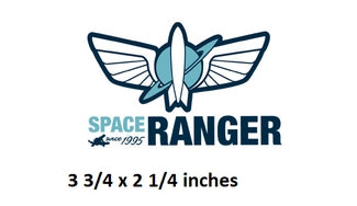 Space Ranger logo with text indicating size on a white background