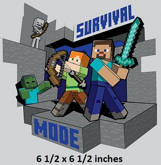 Steve Alex Wall Decal Peel & Stick Art Minecraft Decor Cling Wallpaper Sticker Room Decoration 6.5 x 6.5 inch
