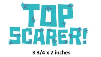 Text 'Top Scarer!' with a blue color scheme on a white background