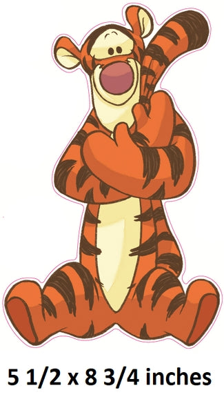 Cartoon character cutout of Tigger with dimensions 5 1/2 x 8 3/4 inches on a white background.