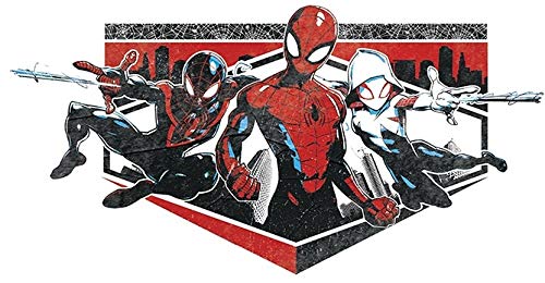 8 Inch Cityscape Trio Decal Spiderman Spider-Woman Spider-Gwen Stacy Miles Morales Removable Peel Self Stick Vinyl Wall Sticker Art Kids Room Home Decor Boys 8 x 4 Inch