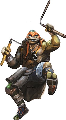 13 Inch Michelangelo Mikey Ninja Turtle TMNT Removable Peel Self Stick Wall Decal Sticker Art Kids Decor Boys Room 13 x 7 inches