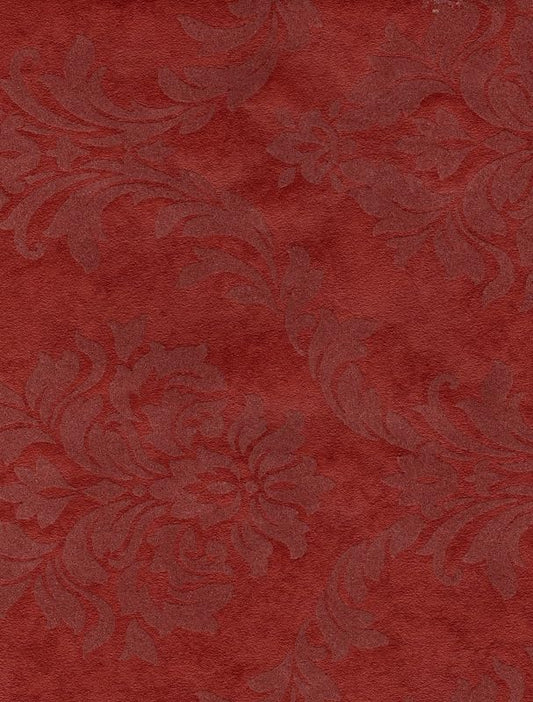 Vintage Red Flocked Damask Wallpaper Sample