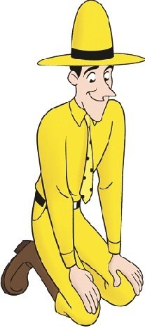 7 Inch Curious George Man in Yellow Hat Monkey Animal Removable Peel Self Stick Adhesive Vinyl Decorative Wall Decal Sticker Art Kids Room Home Decor Girl Boy Children Bedroom Nursery 3x7 inches