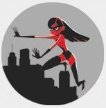 2 Inch Violet Parr Logo Girl Sister Incredibles 2 Movie Removable Peel Self Stick Wall Decal Sticker Art Bathroom Kids Room Home Decor 1 3/4 inch