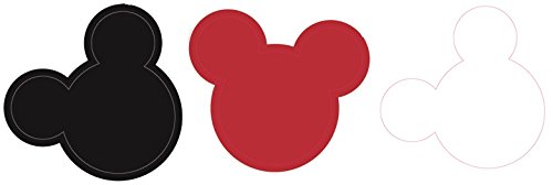 3 Inch Mickey Mouse Ears Red White Black Trio Removable Wall Decal Sticker Art Walt Disney Home Decor 3 inch Wide by 2 1/2 inch Tall Each