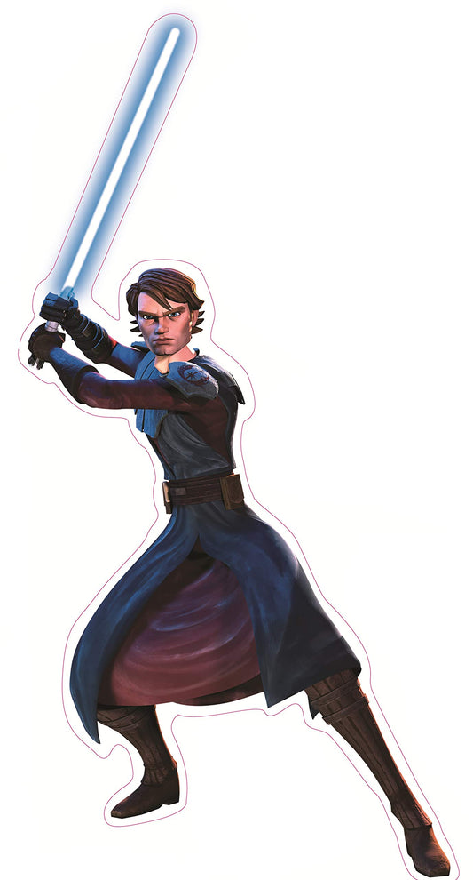 14 Inch Clone Wars Anakin Skywalker Decal Lightsaber Jedi Knight Star Wars Darth Vader Sith Removable Wall Sticker Art Home Decor Kids Room 6 by 14 Inches Tall