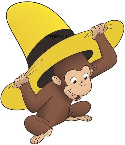 9 Inch Curious George Yellow Hat Monkey Animal Removable Peel Self Stick Adhesive Vinyl Decorative Wall Decal Sticker Art Kids Room Home Decor Girl Boy Children Bedroom Nursery 9 x 8 1/2 inches Tall