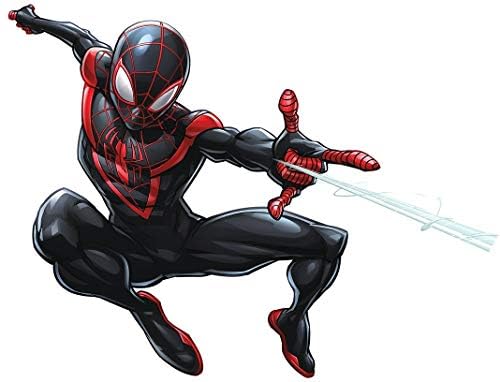 14 Inch Miles Morales Decal Red Logo Spiderman Removable Peel Self Stick Adhesive Vinyl Decoration Wall Sticker Art Kids Room Home Decor Boys Nursery 14 x 8 Inch