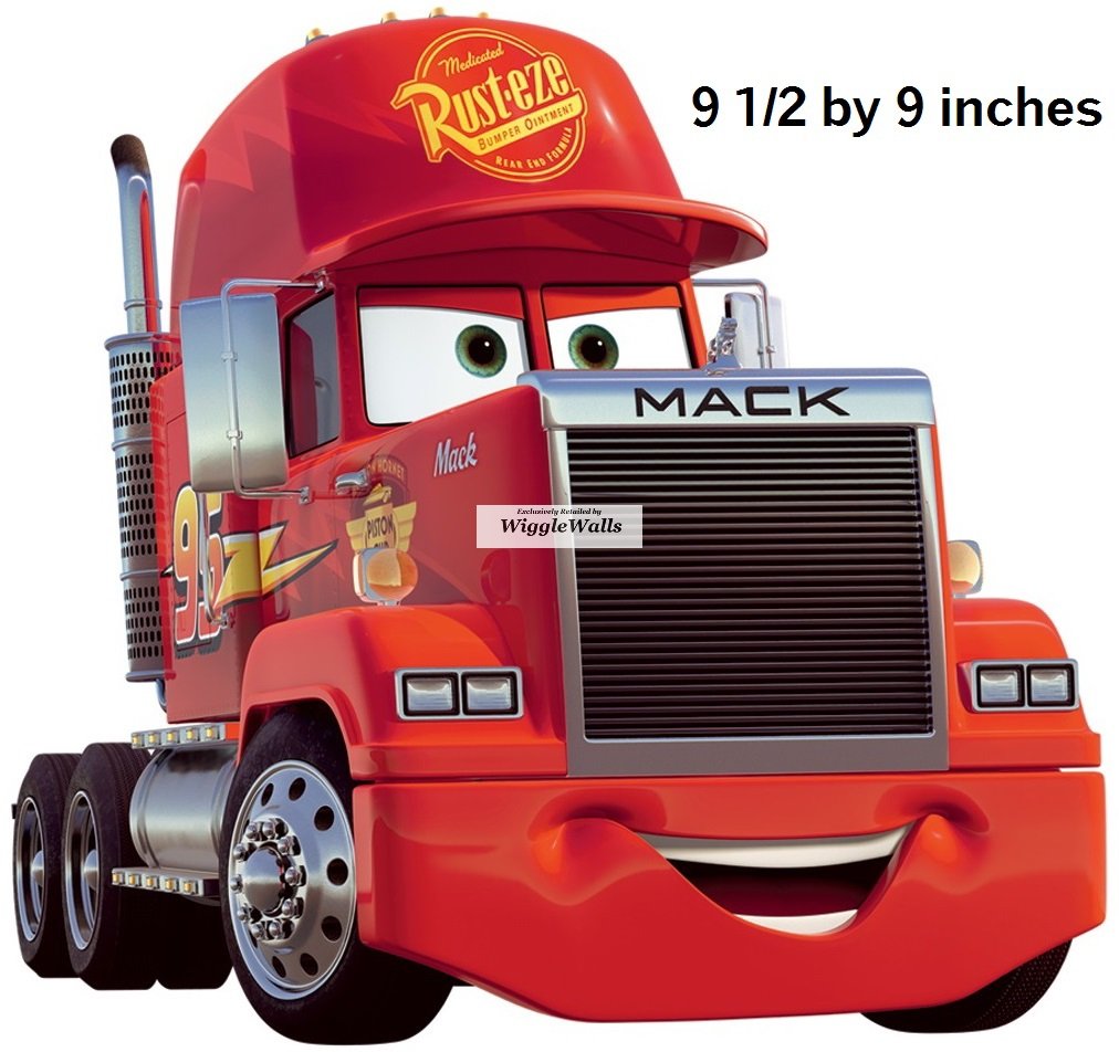 9 Inch Mack Truck Team McQueen Rig Wall Decal Sticker Disney Pixar Cars 3 Movie Truck Removable Peel Self Stick Adhesive Vinyl Decorative Art Room Home Decor Kids Room Racing Decor 9 by 9 1/2 inch