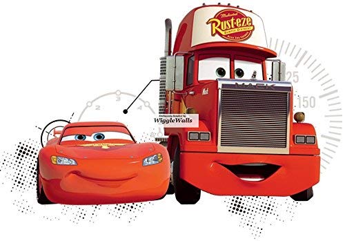 9 Inch Lightning McQueen Mack Truck Wall Decal Sticker Disney Pixar Cars 2 Movie Removable Peel Self Stick Adhesive Vinyl Decorative Art Room Home Decor Kids Room Racing Decor 9 1/2 by 6 1/2 inch C