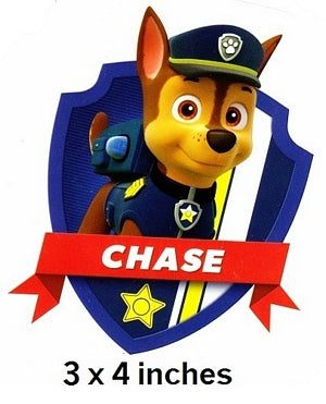 Chase Picture Badge Wall Decal Paw Patrol Police Logo Removable Sticker Boy Pup Peel and Stick Art 3 x 4 inches
