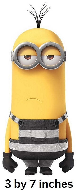 Yellow character with goggles and overalls, standing 3 by 7 inches.