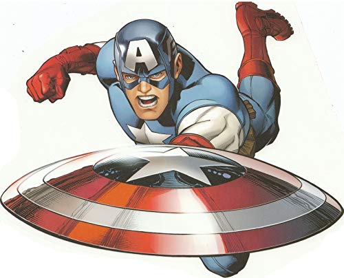 7 Inch Captain America Shield Decal Cap Marvel Avengers Comics Removable Wall Sticker Home Decor 7 1/4 inch Wide x 6 inch Tall