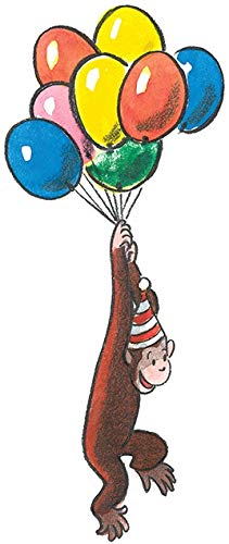 7 Inch Curious George Balloons Decal Classic Storybook Monkey Removable Peel Self Stick Wall Sticker Art (Decoration for Walls Laptop Yeti Tumbler) Nursery Bedroom Home Decor 3 x 7 1/2 inch