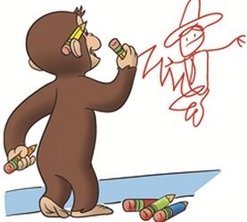 3 Inch Curious George Man in Yellow Hat Monkey Animal Removable Peel Self Stick Adhesive Vinyl Decorative Wall Decal Sticker Art Kids Room Home Decor Girl Boy Children Bedroom Nursery 3 x 2 1/2 inches