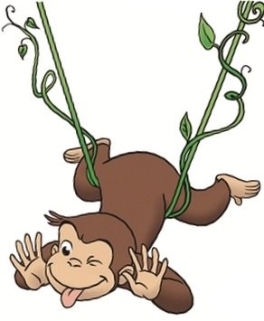 4 Inch Curious George Vine Monkey Animal Removable Peel Self Stick Adhesive Vinyl Decorative Wall Decal Sticker Art Kids Room Home Decor Girl Boy Children Bedroom Nursery 3 1/2 x 4 inches Tall