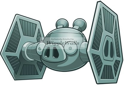 5 Inches Tie Fighter Bad Pig Pigs Piggy Angry Birds Star Wars Removable Peel Self Stick Adhesive Vinyl Decorative Wall Decal Sticker Art Kids Room Home Decor Girl Boy 5x4 Inch