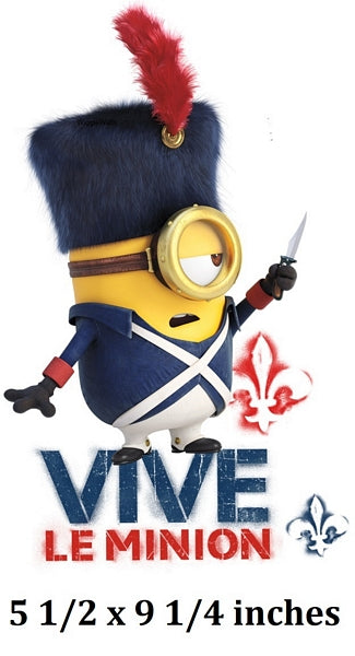 Minion character with a French military uniform and 'Vive Le Minion' text on a white background