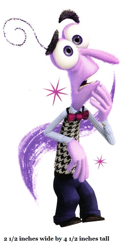 Animated character with purple hair and outfit on a white background
