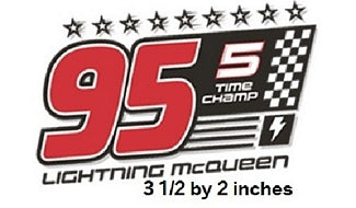 95 5 Time Champ Wall Decal Lightning McQueen Removable Sticker Disney Cars Movie Peel and Stick Art 3.5 x 2 inches