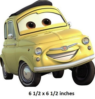 Luigi Yellow Fiat 500 Wall Decal Team 95 Member Removable Sticker Disney Cars Movie Peel and Stick Art 6.5 x 6.5 inches