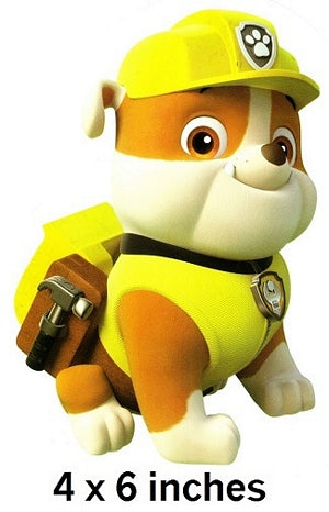 Rubble Paw Patrol Construction Pup Wall Decal Removable Sticker Boy Pup Peel and Stick Art 4 x 6 inches