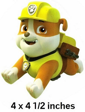 Rubble Paw Patrol Construction Pup Wall Decal Removable Sticker Boy Pup Peel and Stick Art 4.5 x 4 inches