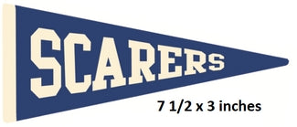 Pennant flag with 'SCARERS' text and dimensions on a white background