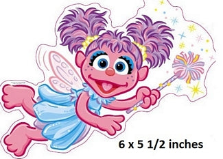 Cartoon character with purple hair and fairy wings holding a wand on a white background