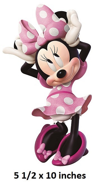 Minnie Mouse Wall Decal Pink Bow Removable Sticker Walt Disney Peel and Stick Home Decor Art 5.5 x 10 inches