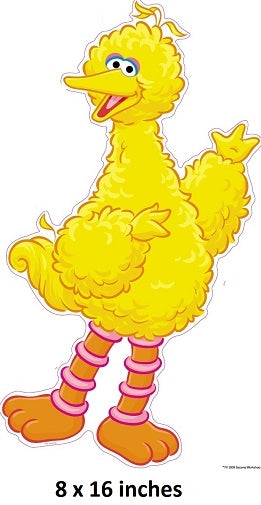 Yellow bird character with pink legs on a white background