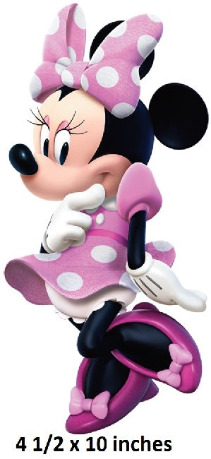 Minnie Mouse Wall Decal Pink Bow Removable Sticker Walt Disney Peel and Stick Home Decor Art 4.5 x 10 inches