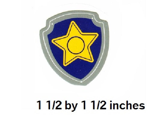 Chase Star Badge Wall Decal Paw Patrol Police Logo Removable Sticker Boy Pup Peel and Stick Art 1.5 x 1.5 inches