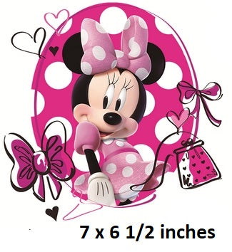 Minnie Mouse Wall Decal Pink Bow Removable Sticker Walt Disney Peel and Stick Home Decor Art 7 x 6.5 inches