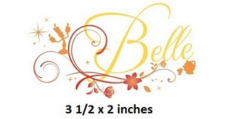 Sparkle Belle Wall Decal Beauty and the Beast Princess Removable Sticker Walt Disney Princesses Peel and Stick Home Decor Art 3.5 x 2 inches
